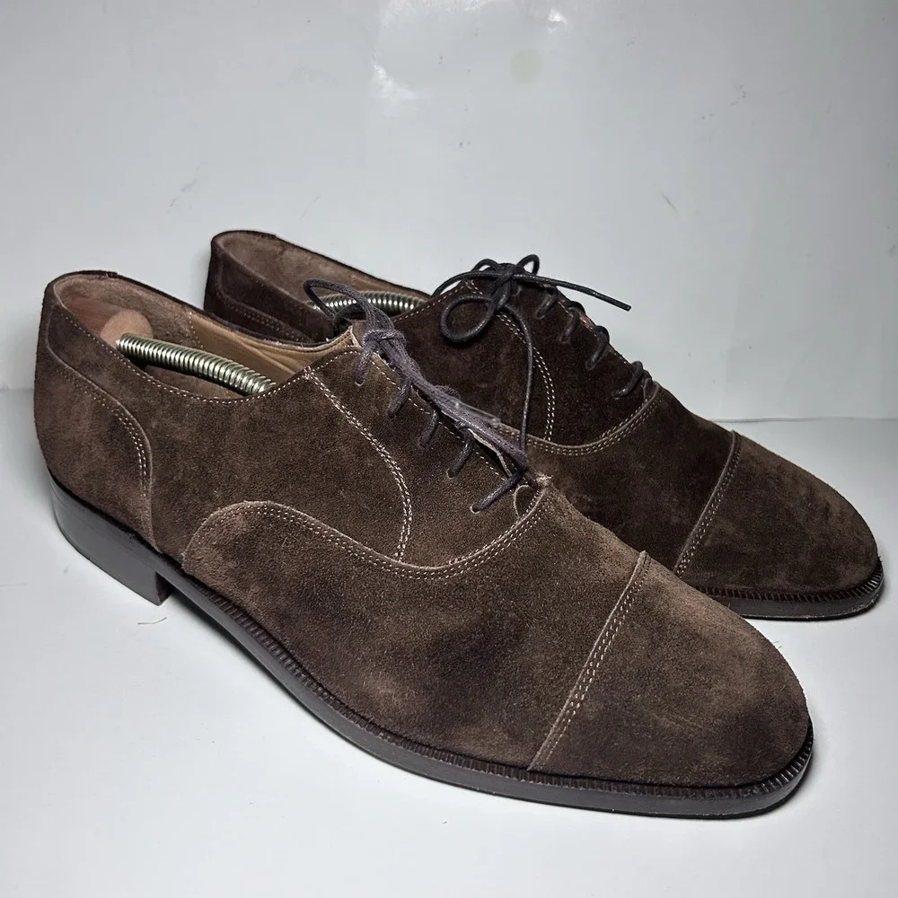 J.Peterman Co. Brown Suede Cap Toe Oxford 9W Made In Italy